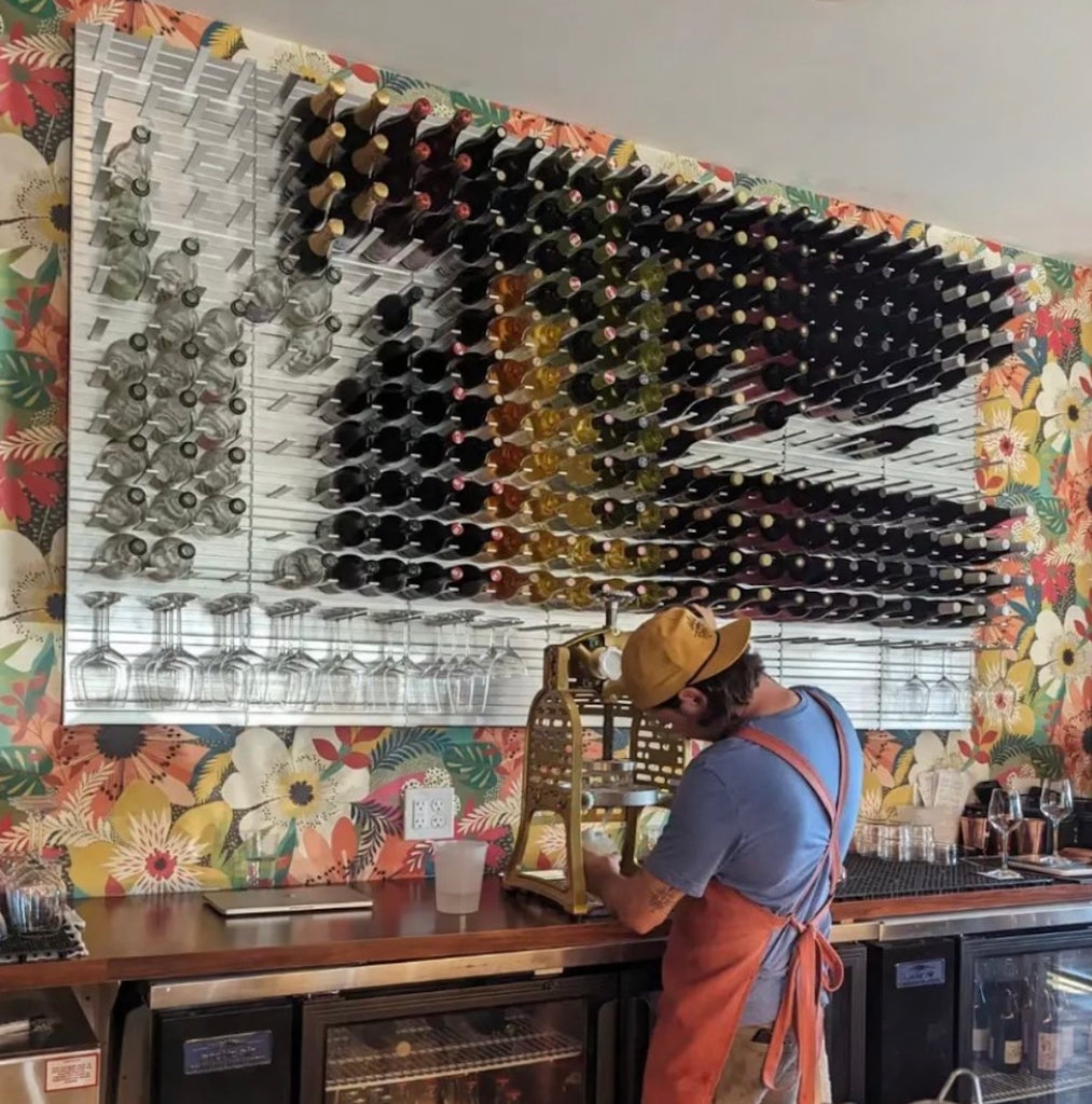 wine bar display wall