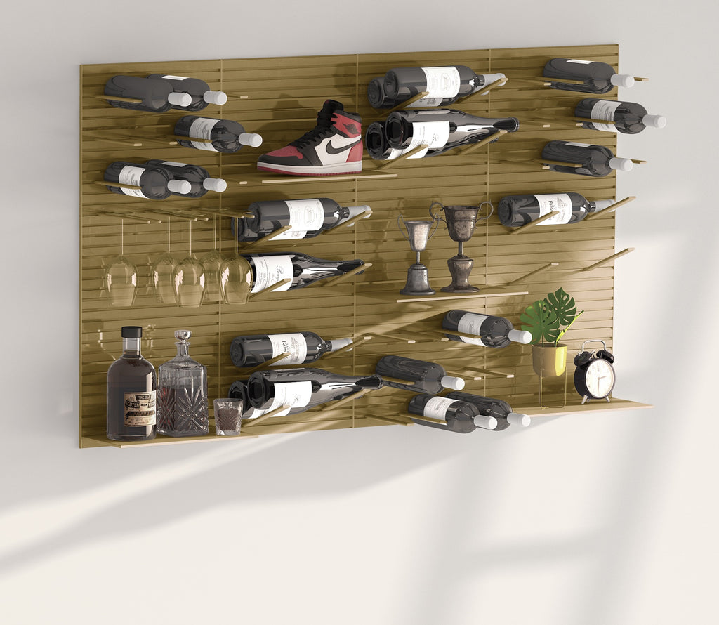 modern wall storage system - brass
