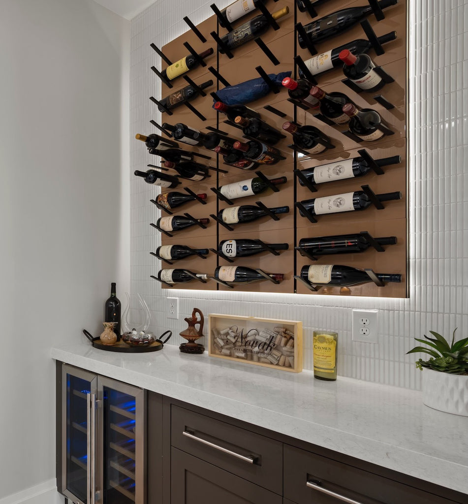 backlit wine wall display