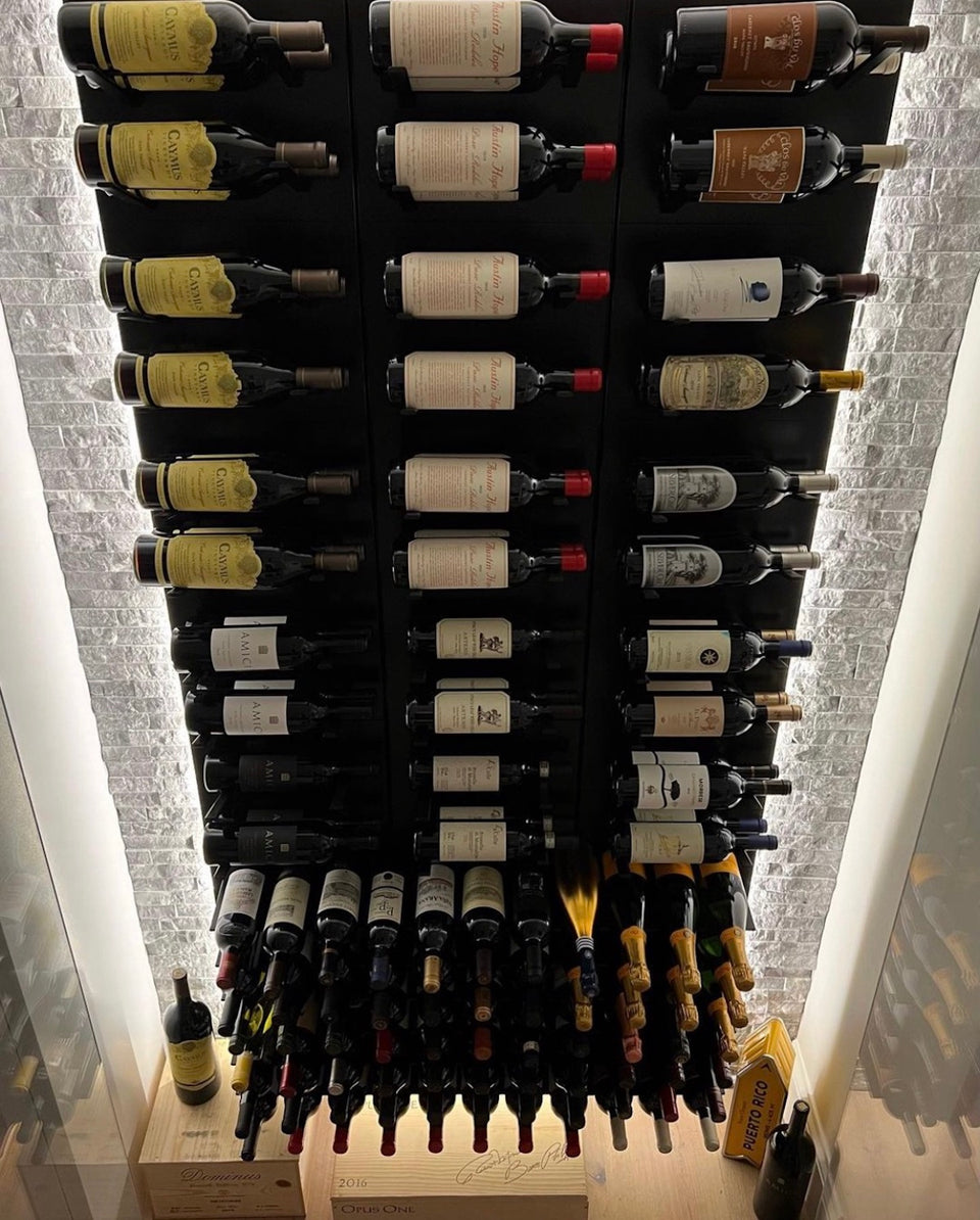 display wine wall with backlighting