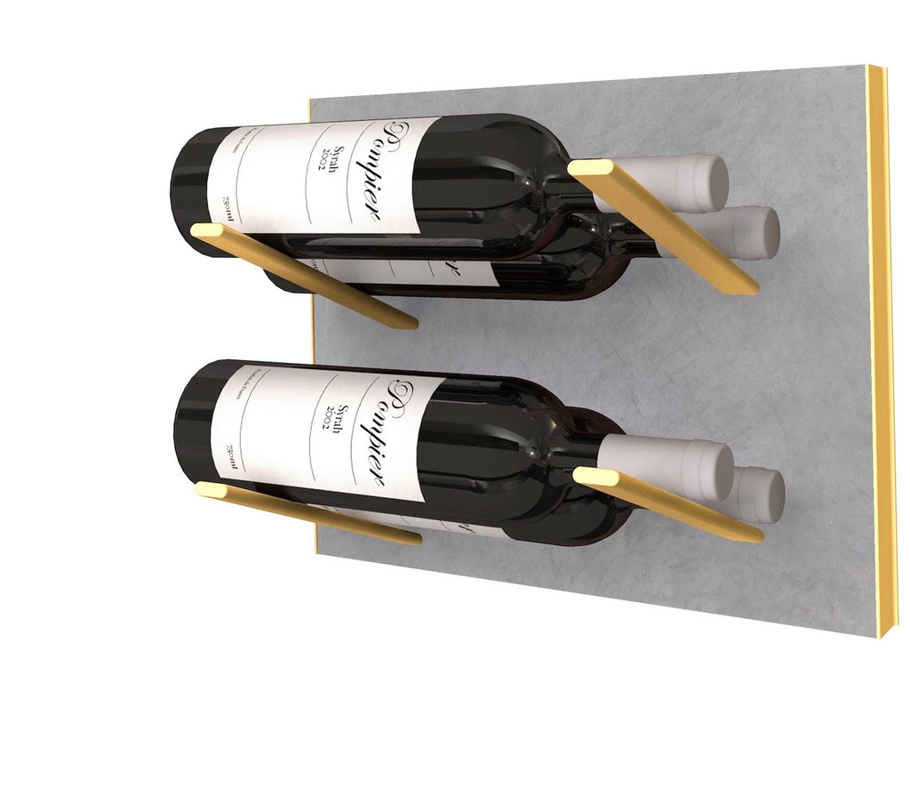 label-out wine rack - concrete & gold