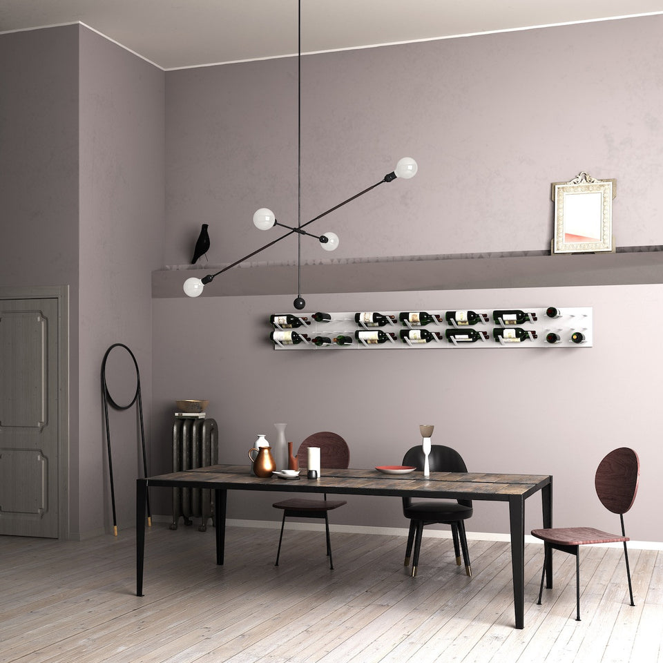 white semi-gloss wine storage panel and pegs