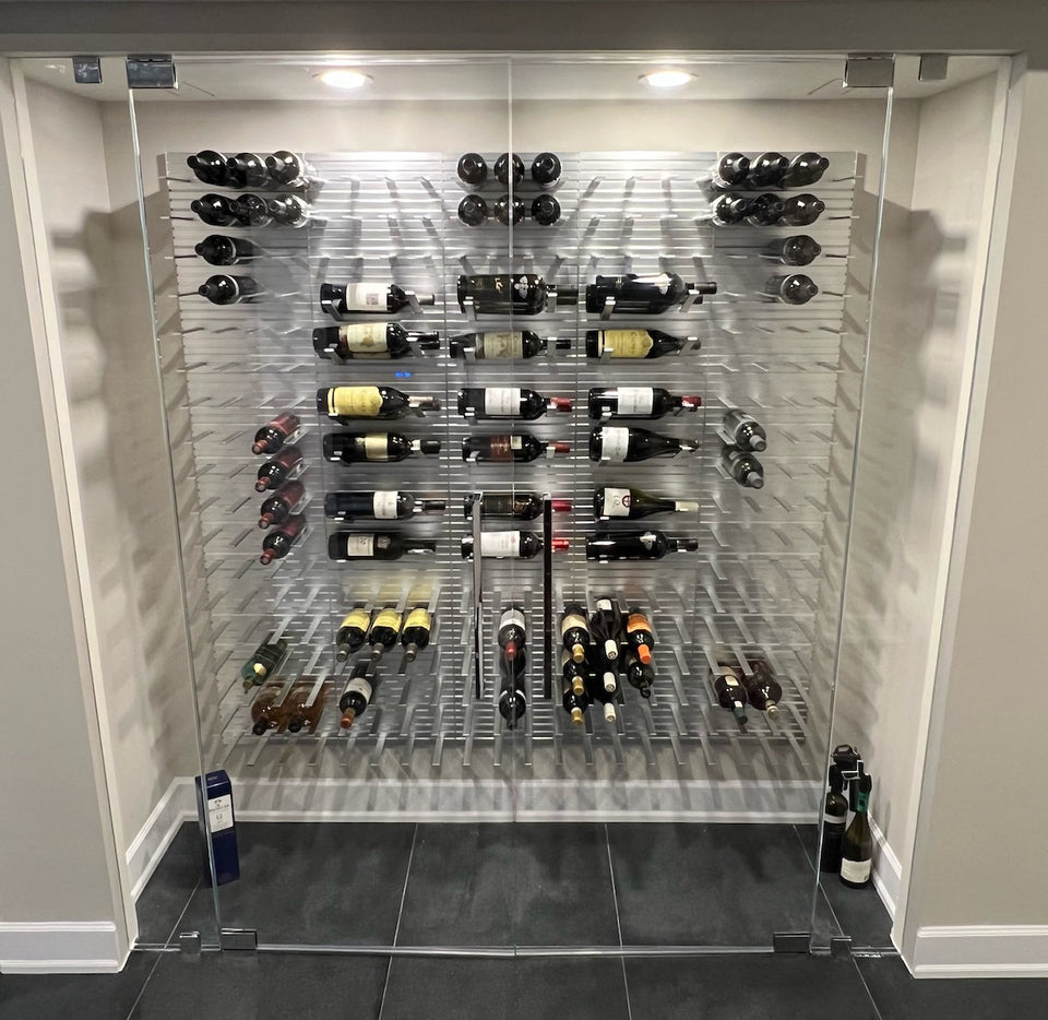 modern metal wine cellar