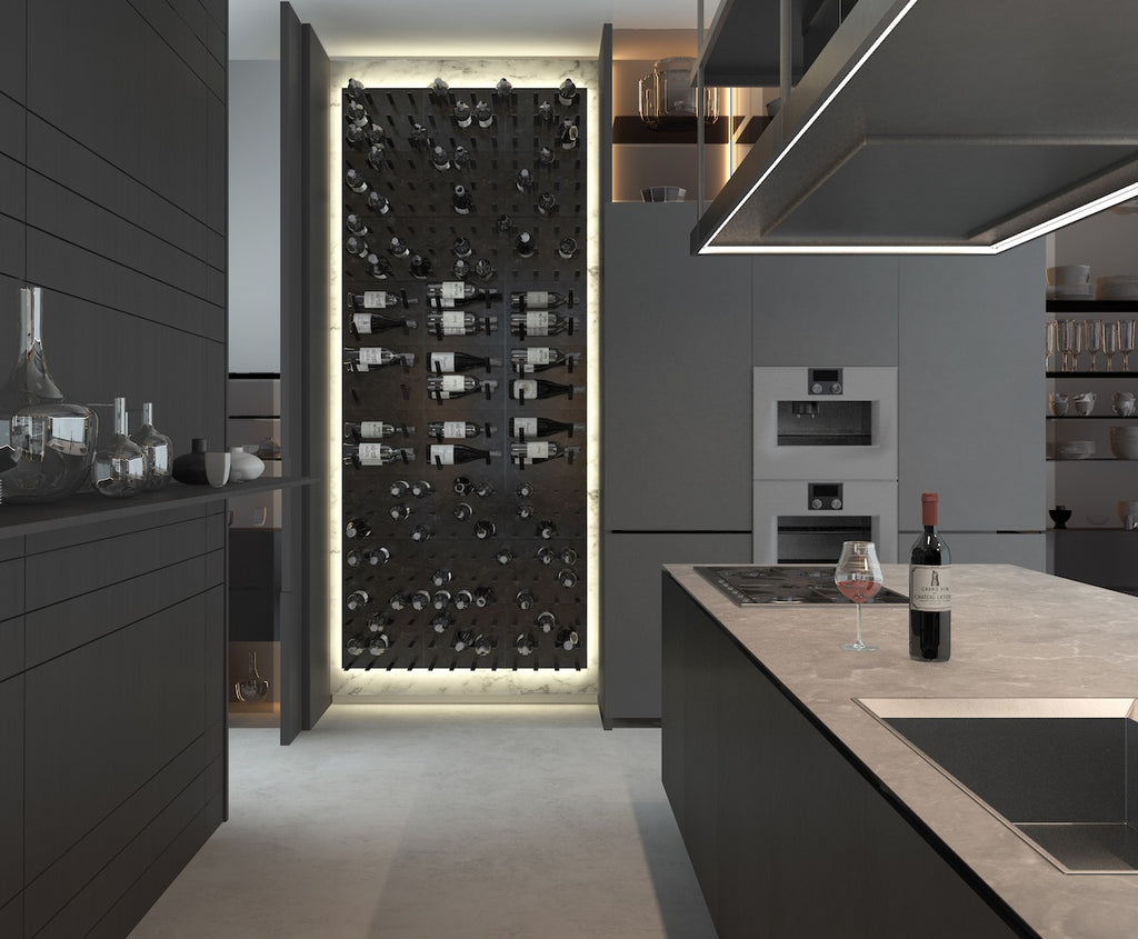 modern wine storage display wall for poliform kitchen