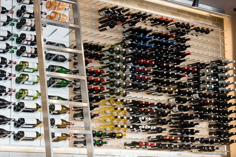 label wine display wall